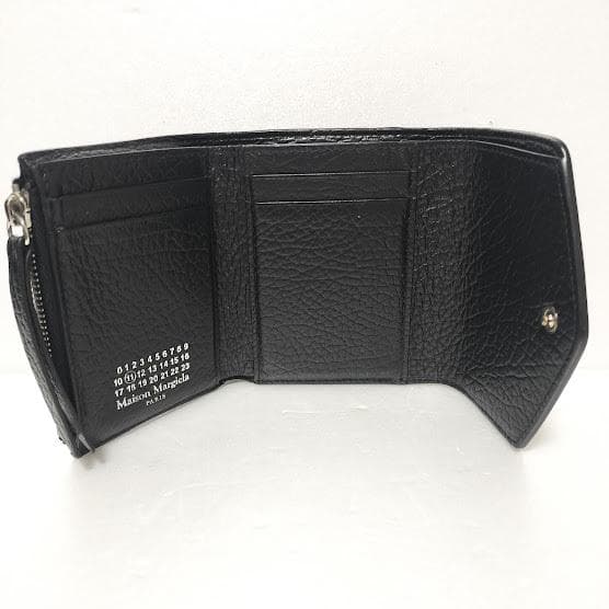 マルタンマルジェラ 三つ折り財布 レザー 黒/ブラック