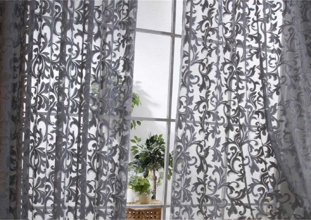 12番　グレー系目隠しレースカーテン
