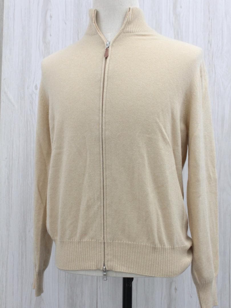 ▲ブルネロ クチネリ カシミア100%ジップアップカーディガン ベージュ