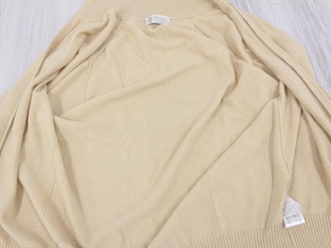 ▲ブルネロ クチネリ カシミア100%ジップアップカーディガン ベージュ
