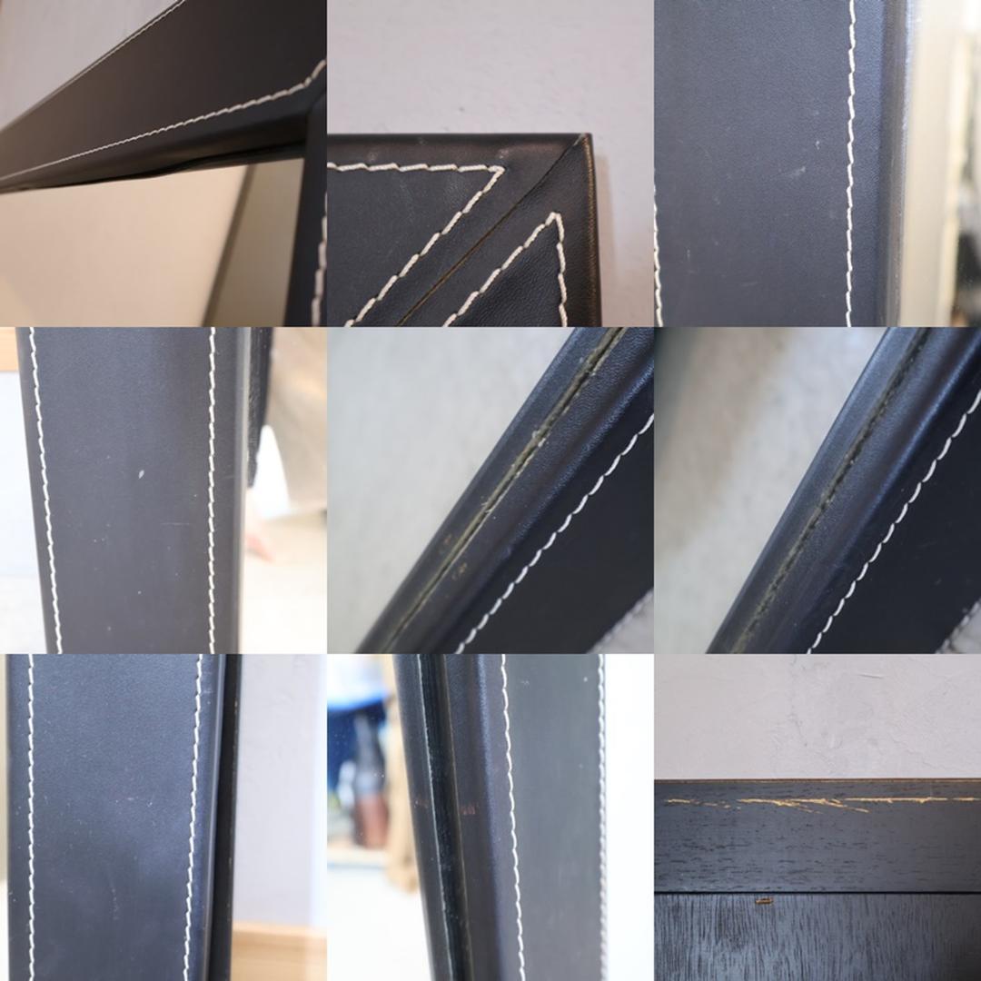 姿見 スタンドミラー 鏡 立て掛け 店舗什器 店舗 157㎝ モノクロ レザー調