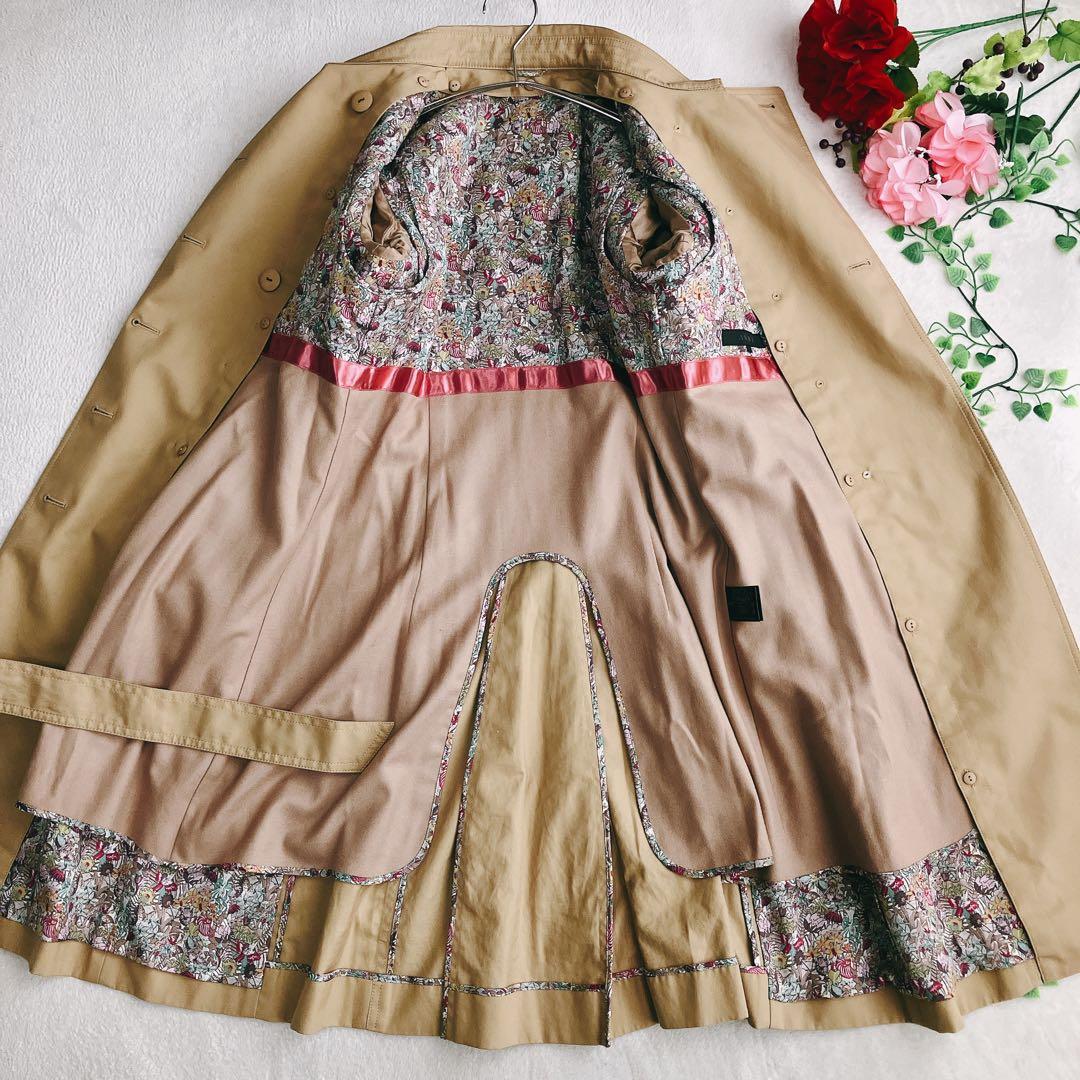 アナイANAYI★撥水 トレンチコート ダブル カシミヤウール ライナー付 花柄