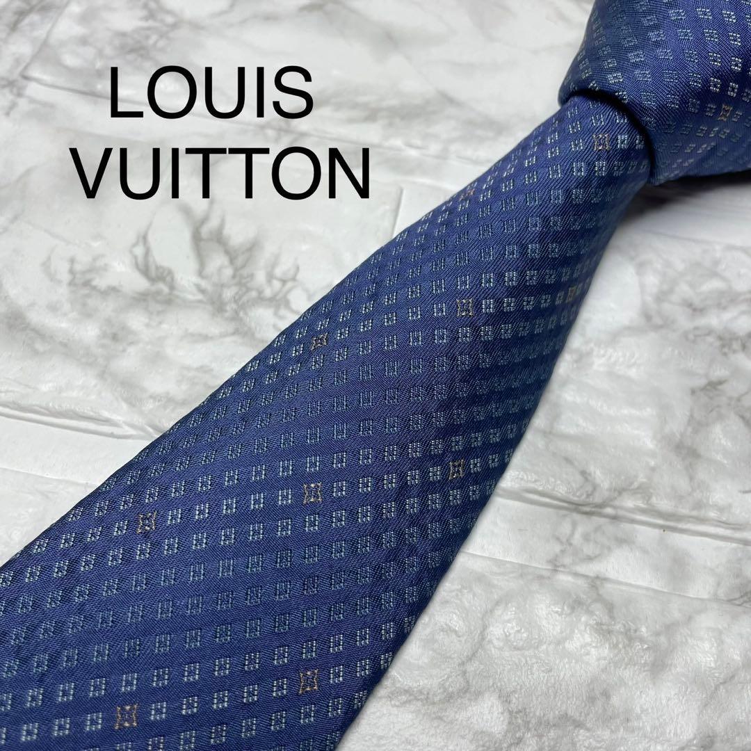 ルイヴィトン　LOUIS VUITTON ネクタイ　ブルー　刺繍　スーツ