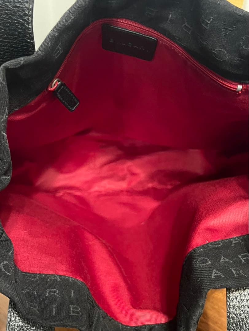 ブルガリ ロゴマニア トートバッグ ポーチ付 肩掛け A4可 総柄 黒