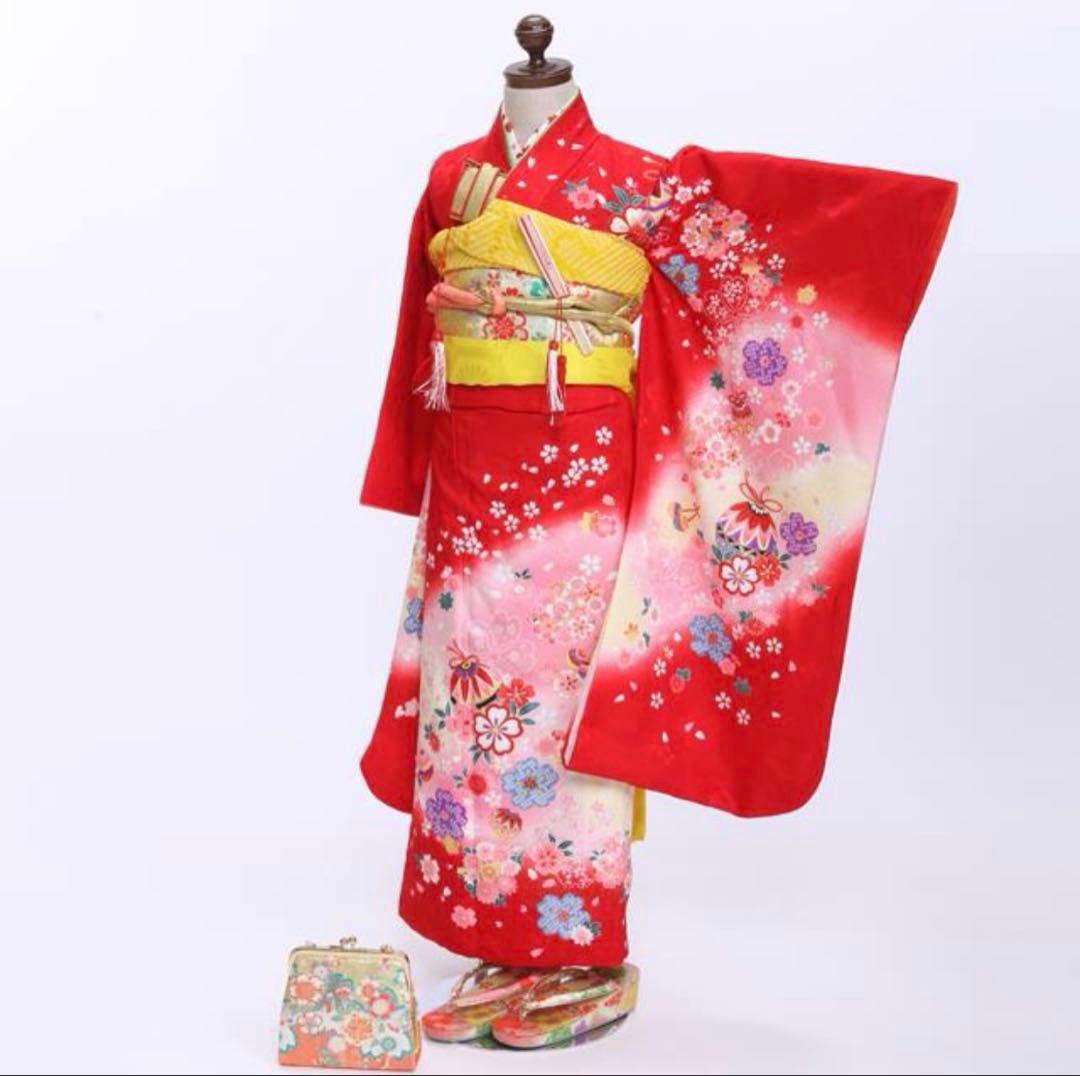 7歳　七五三　赤　ピンク　フルセット