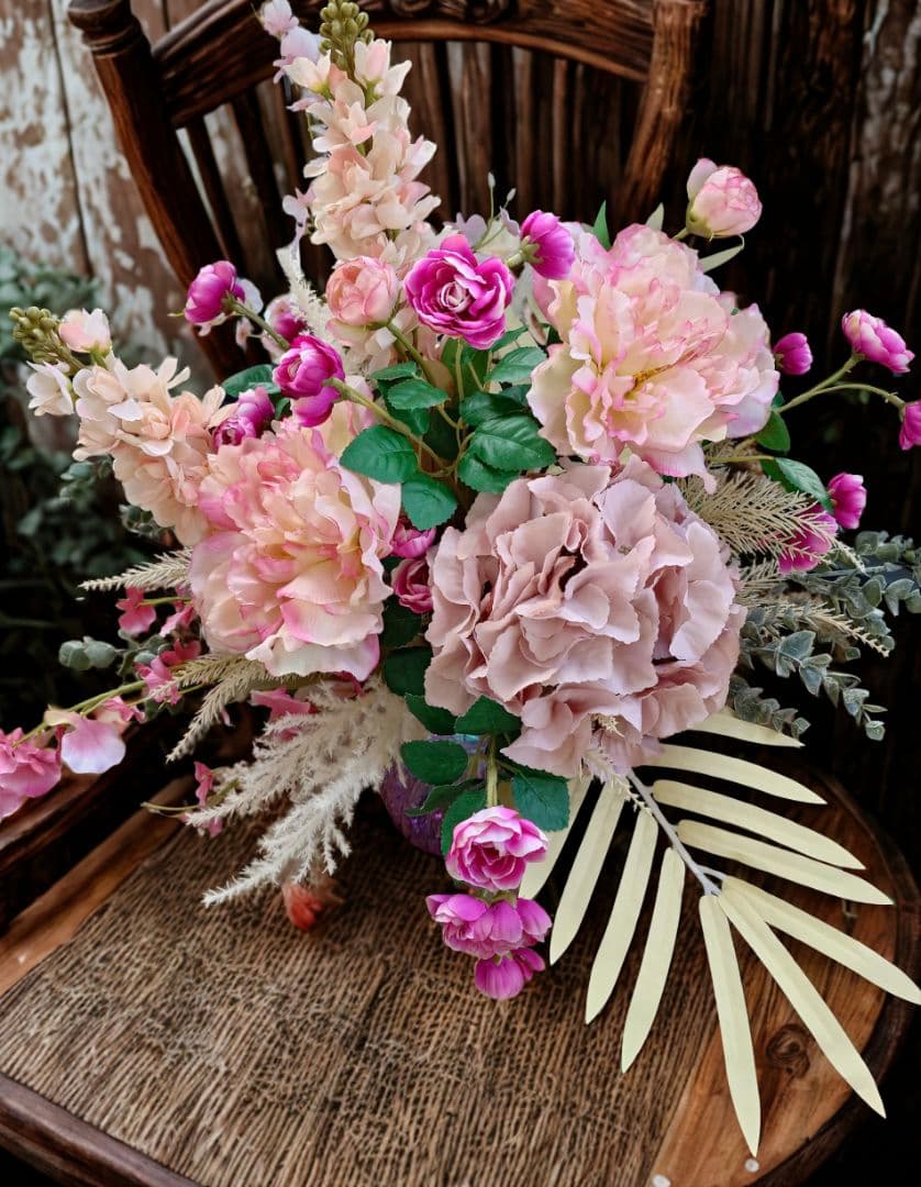 ピンク系フェイクフラワーブーケ