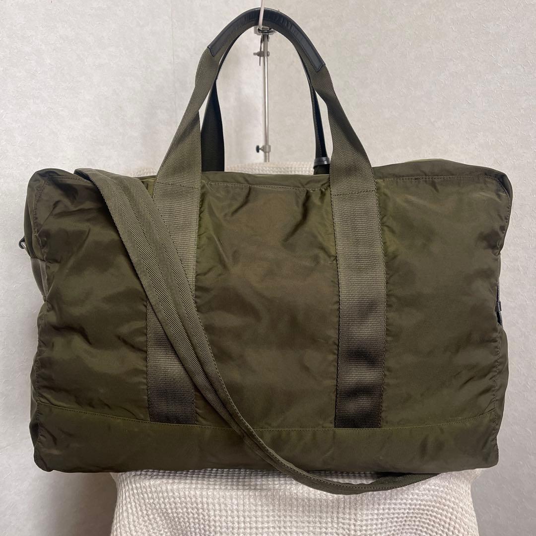 ◇美品PRADAプラダ ボストンバッグ トラベルバッグ ナイロン モスグリーン◇