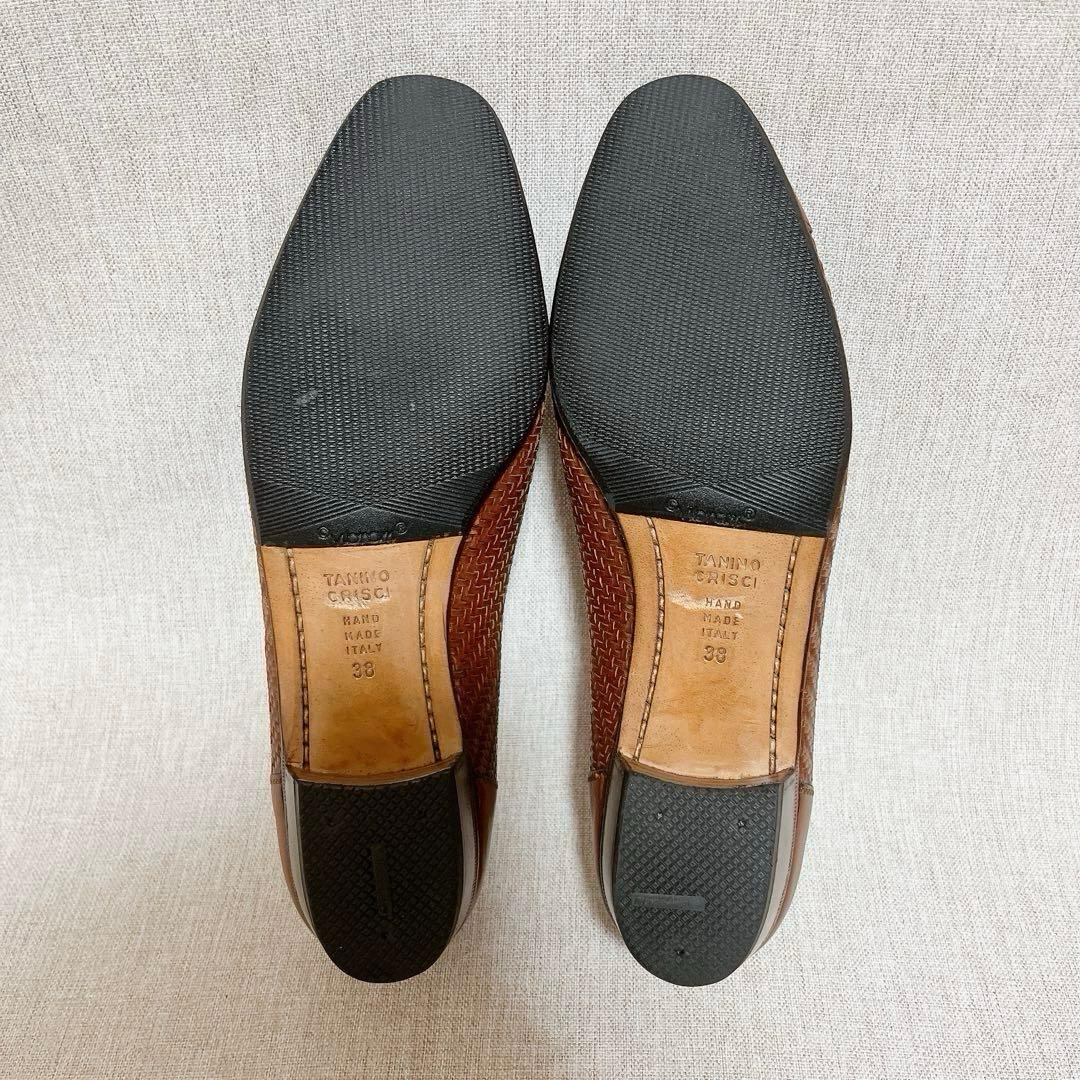 【極美品】タニノクリスチー パンプス ブラウン 編み込み レザー 38