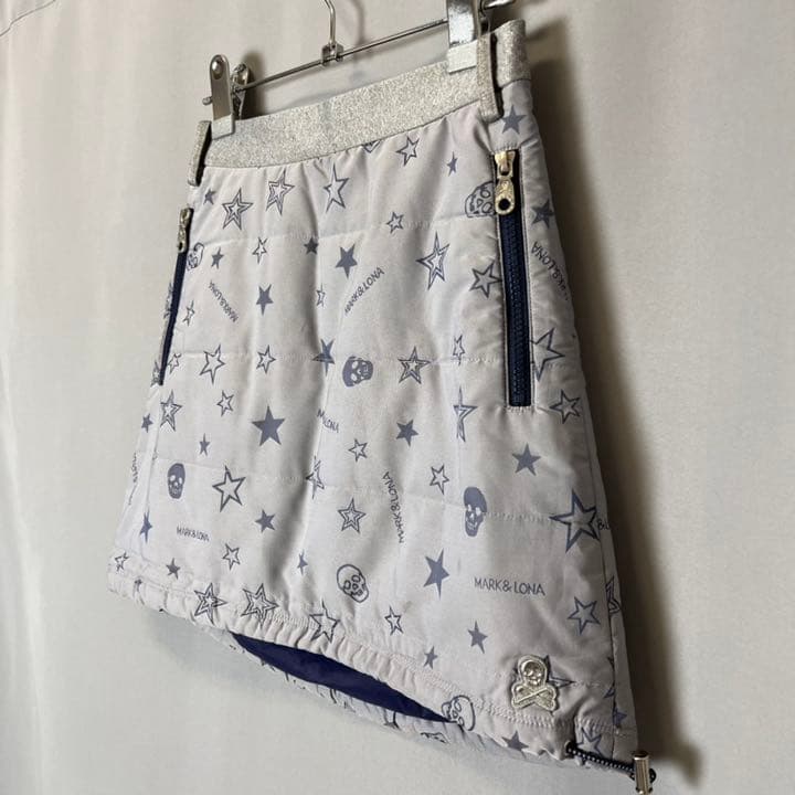 マークアンドロナ レディース ゴルフウェア 中綿 スカート スター柄 グレー S