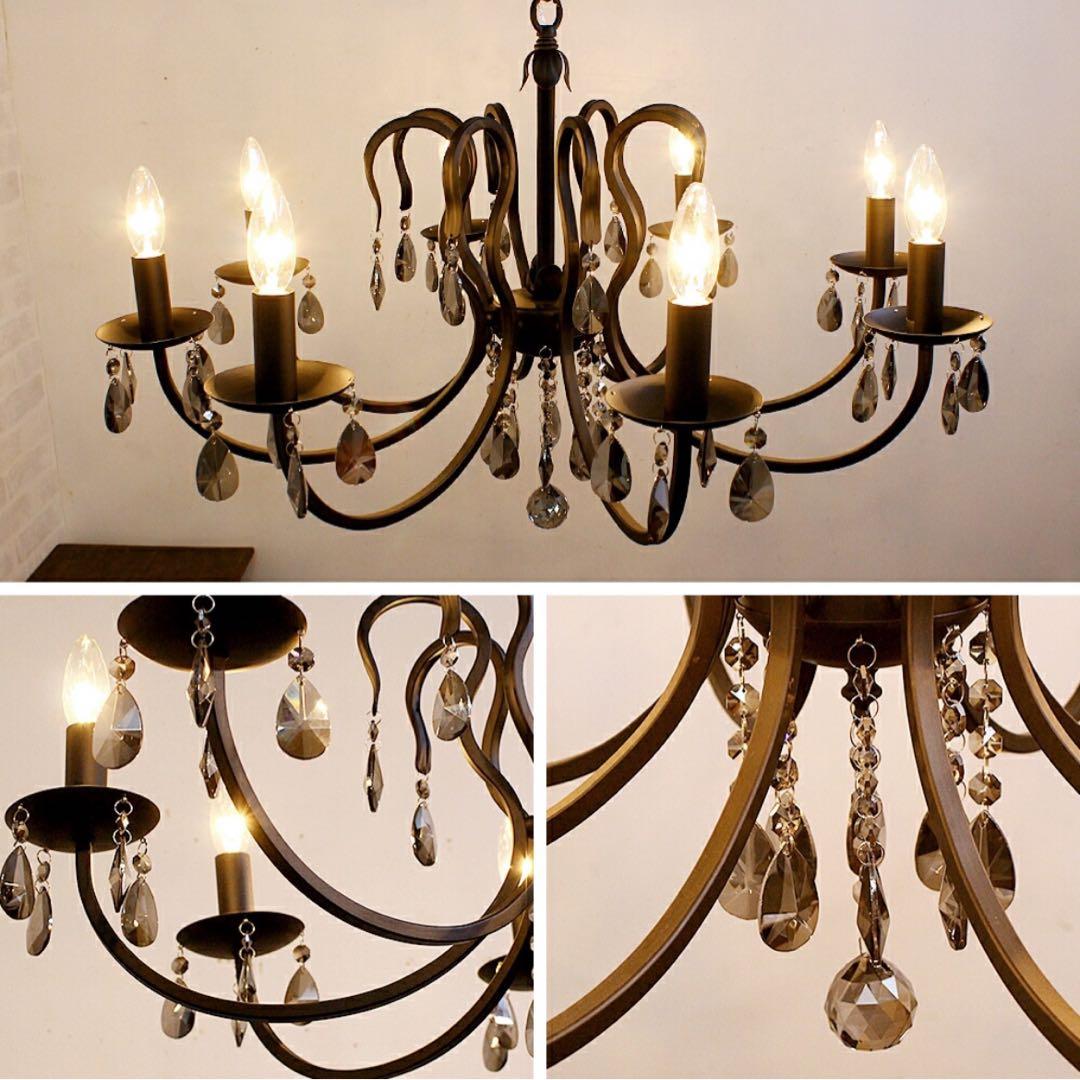 【極美品】8灯 シャンデリア ブラック