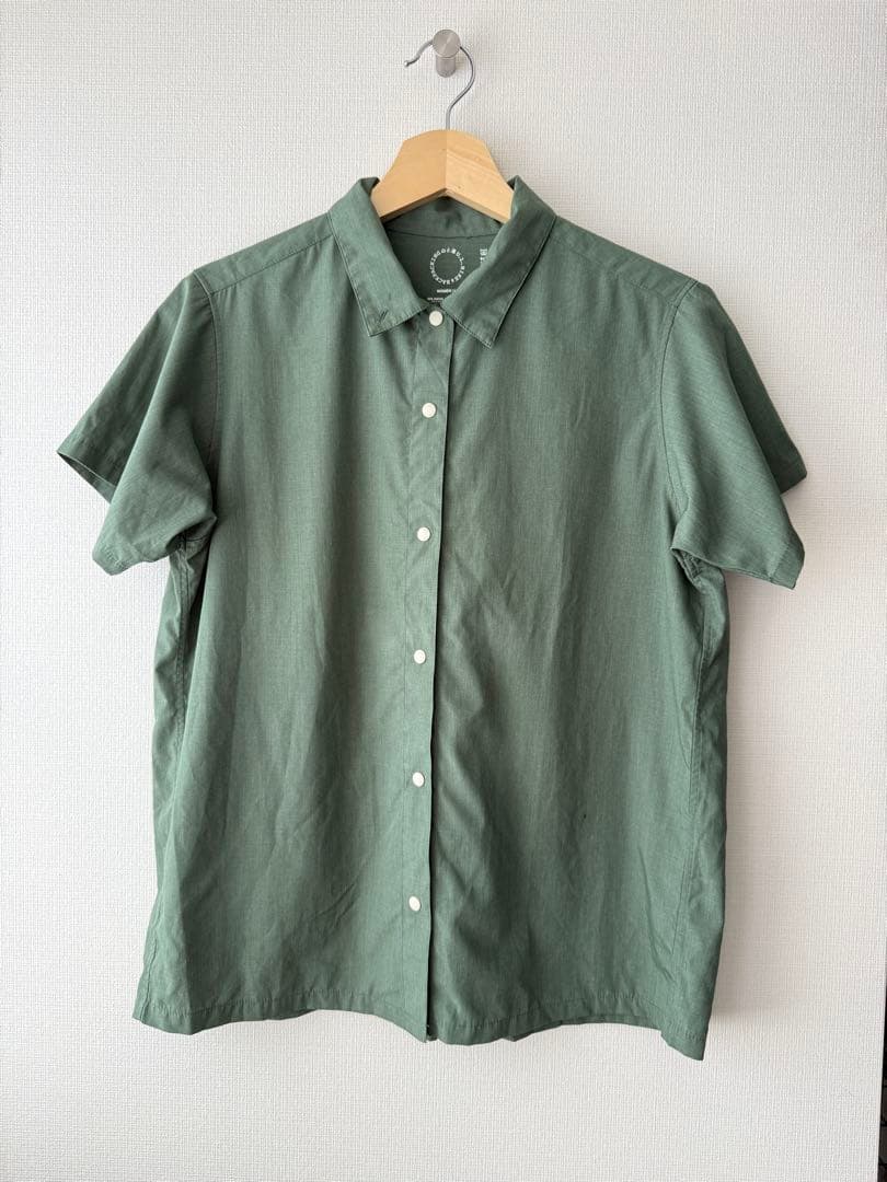 山と道　bamboo short sleeve shirt sage M