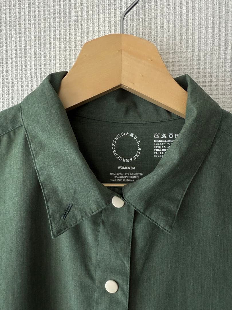 山と道　bamboo short sleeve shirt sage M