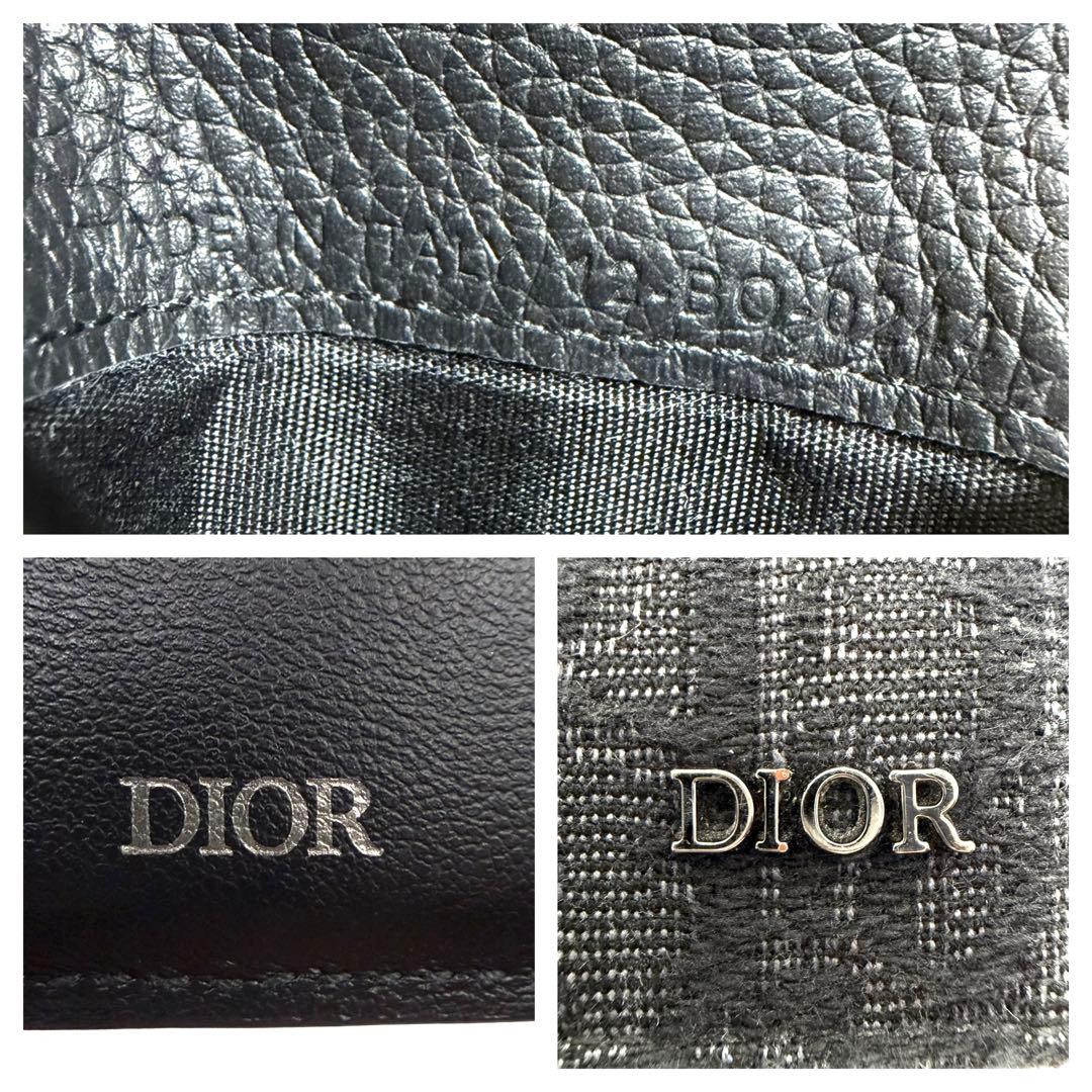 美品　Dior 二つ折り財布　サドル　オブリーク　ジャガード　ブラック　レザー