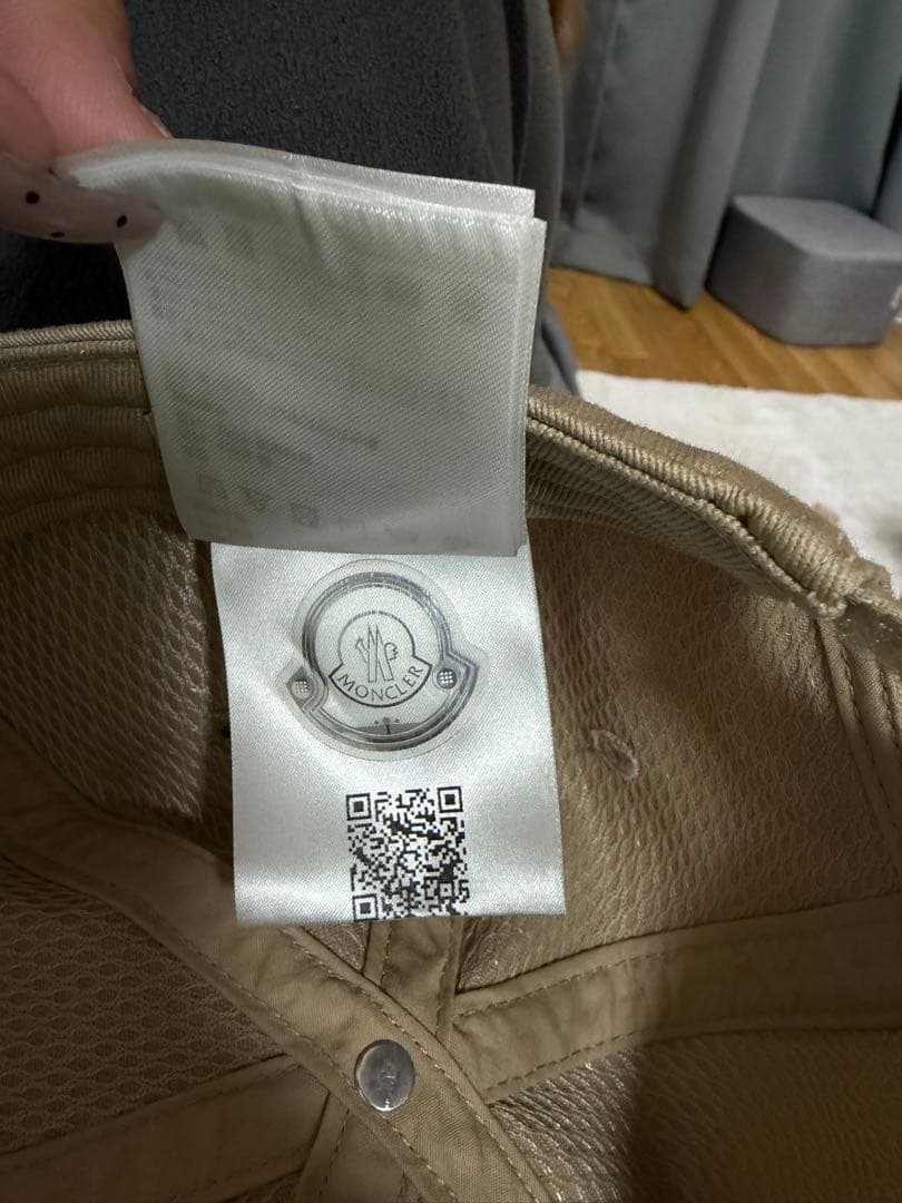 MONCLER ベージュ コットンキャップ フリーサイズ