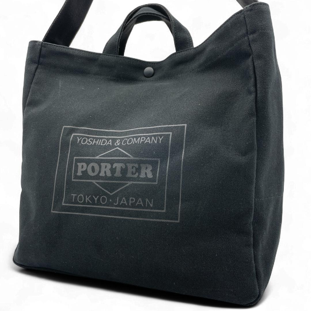 良品 PORTER トートバッグ キャンバス ブラック 2way 肩掛け
