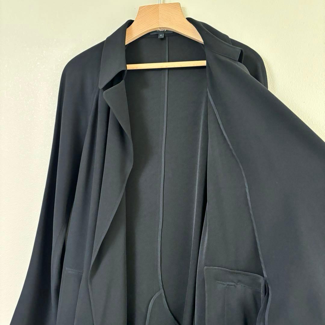 ののこ　セオリー　ベルト付きトレンチコート　アセテート　黒　裏地無し