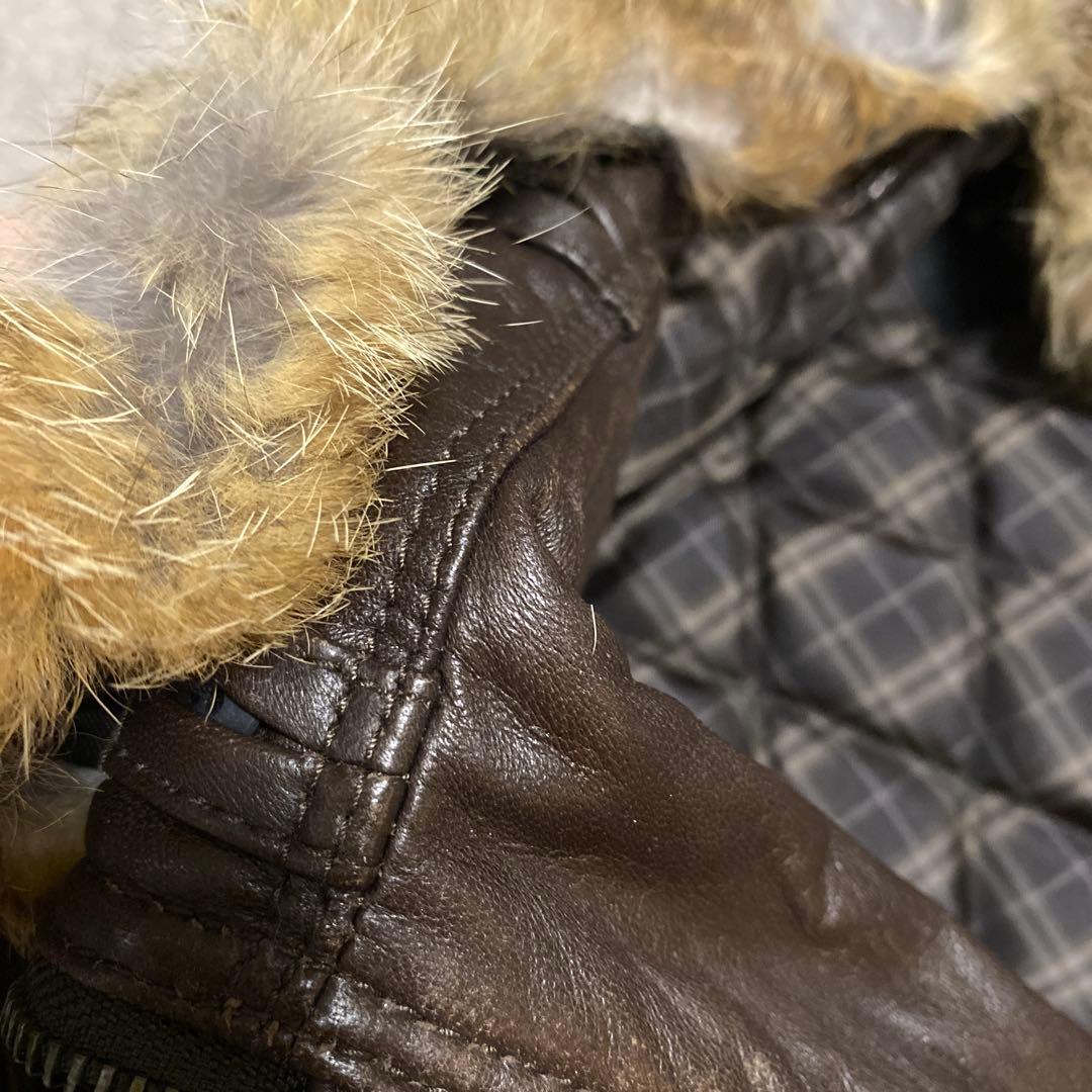 バーバリー ブラックレーベル レザージャケット ファー付き　羊革 ブラウン L