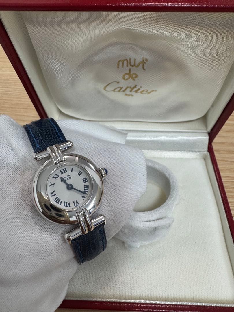 must de Cartier 腕時計 アナログ シルバー/ネイビー