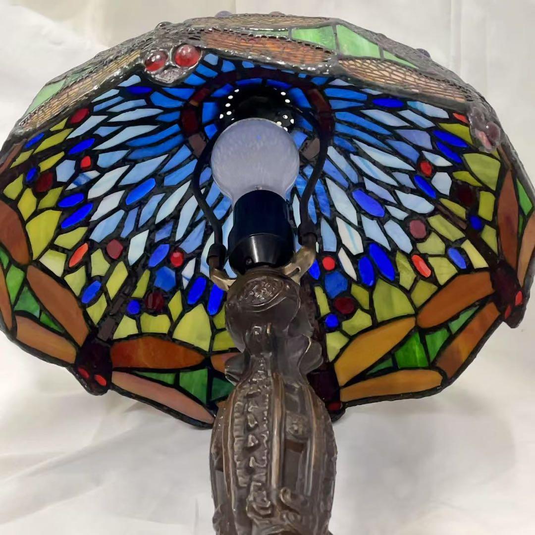 ヴィンテージ ティファニー調 ステンドグラスランプ 蜻蛉 トンボ 照明 綺麗