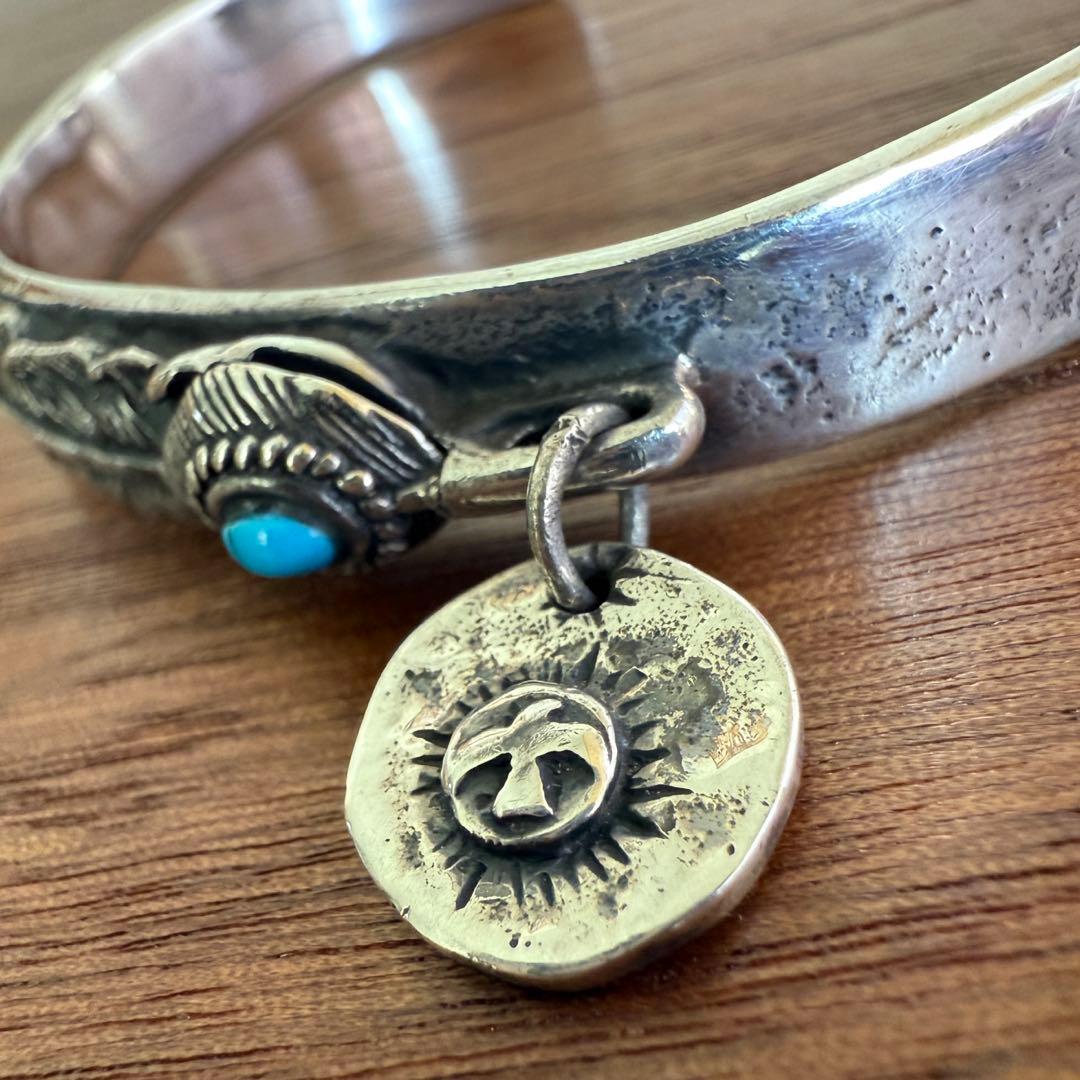 シルバー925無垢【新品】ビンテージターコイズフェザーバングルsilver925