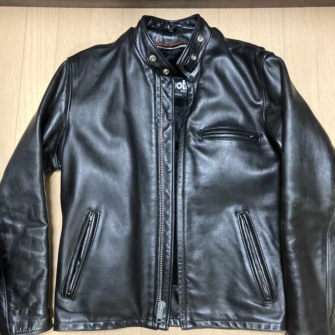 Schott ブラックレザー ジャケット 38