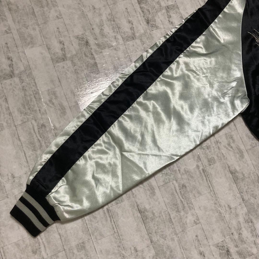 【希少】美品　Hoshihime 星姫 スカジャン 鷹 龍 刺繍 白銀　LL