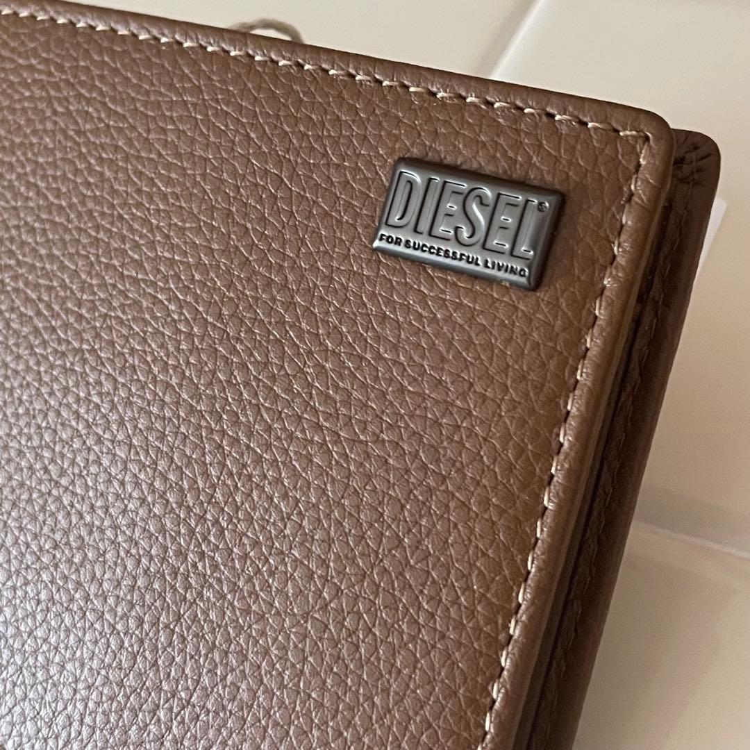 ディーゼル ロゴ レザー 本革 折り財布　ブラウン