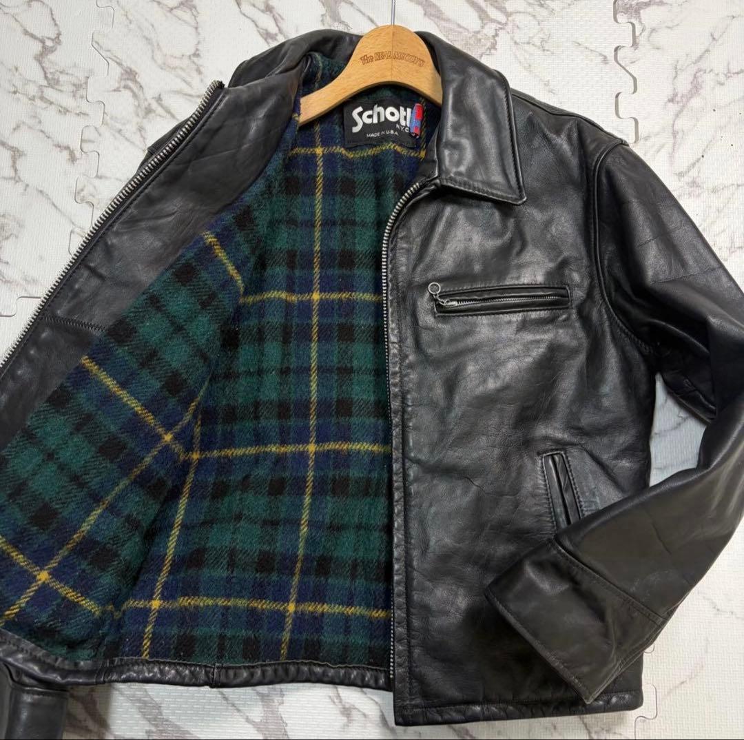 Schott 659 トラッカージャケット USA製 サイズ40 ブラック 本革