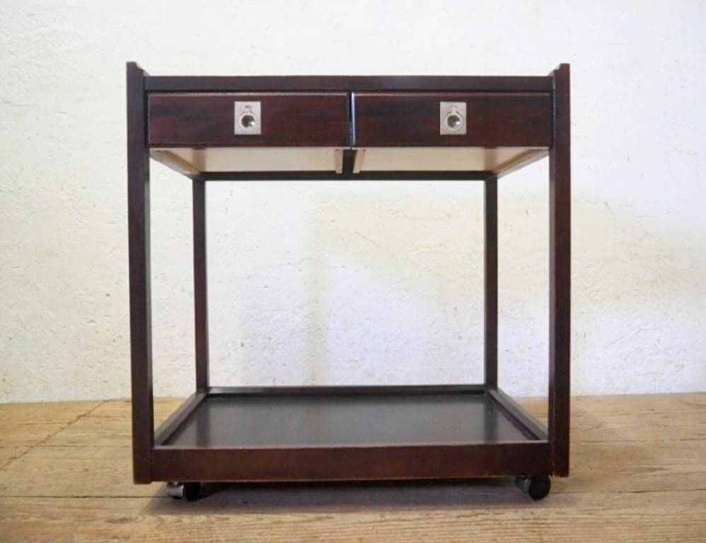 1072 オールドカリモク　キャスターワゴン　陳列台　作業台　キッチン　テーブル