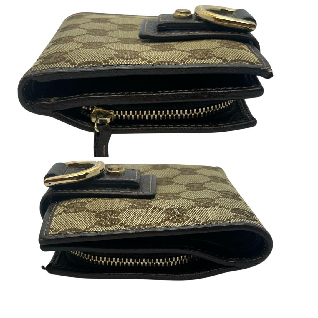 希少✨グッチ 二つ折り財布 アビー Dリング GGキャンバス ブラウン レザー