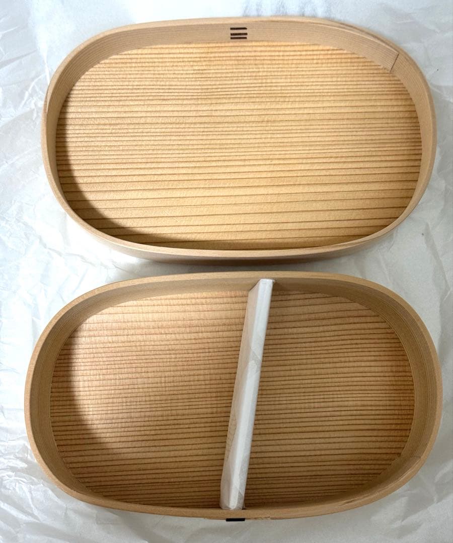 【新品未使用】柴田慶信商店　曲げわっぱ　白木 小判弁当箱（中）