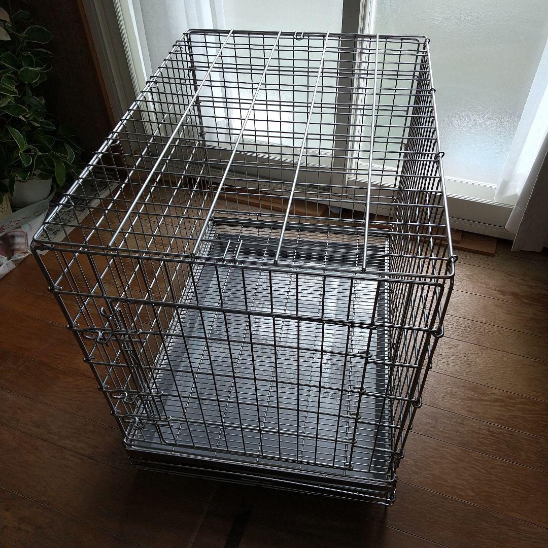 ハチコウ犬用ステンレスケージ Lサイズ 引き出し式トレイ付き