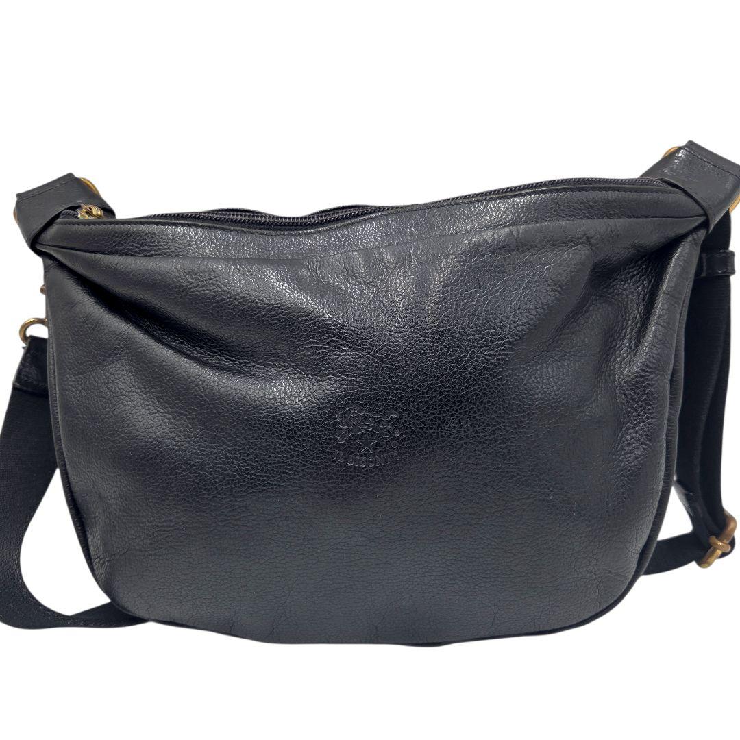 IL BISONTE ボディバッグ レザー ロゴ 長さ調整 黒 ユニセックス