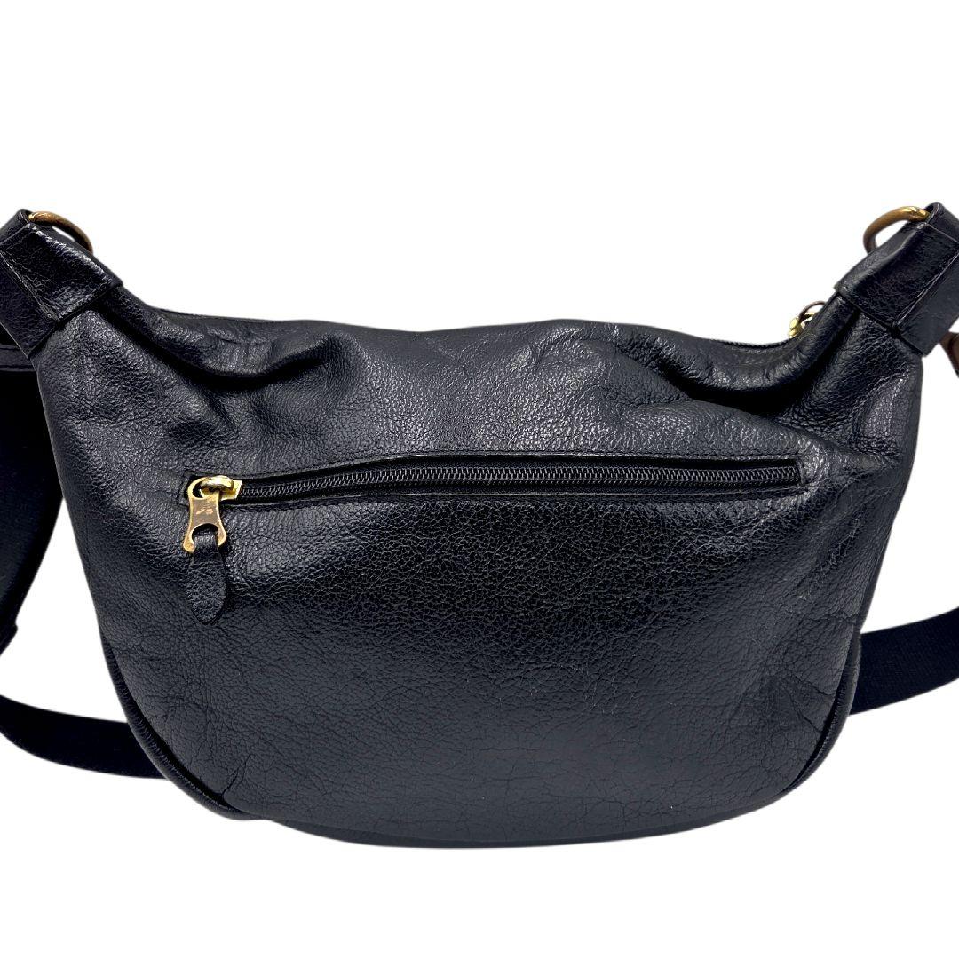 IL BISONTE ボディバッグ レザー ロゴ 長さ調整 黒 ユニセックス
