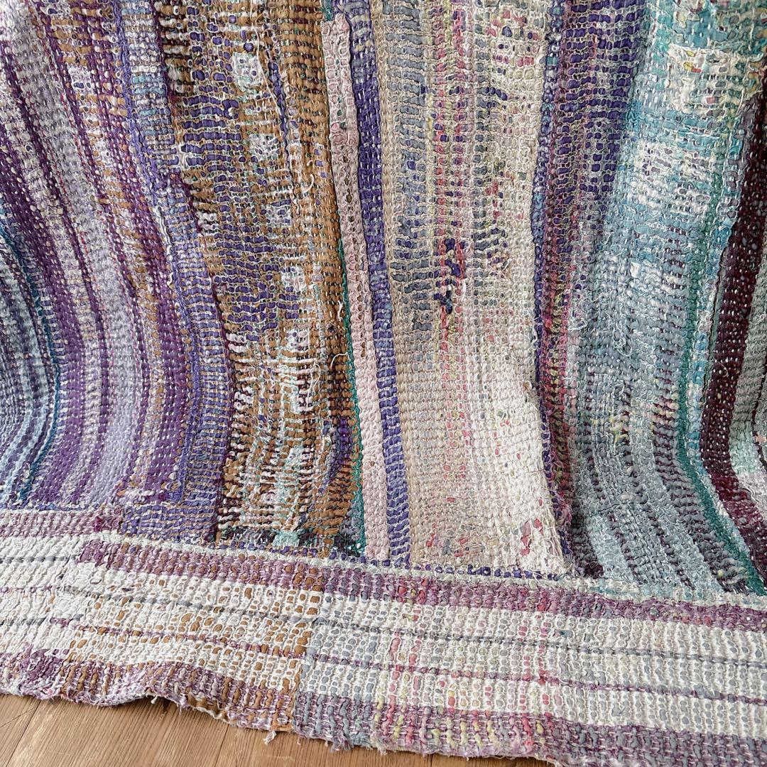 未使用＊ヴィンテージラリーキルト　パープルパステル　マルチカバーカンタキルト