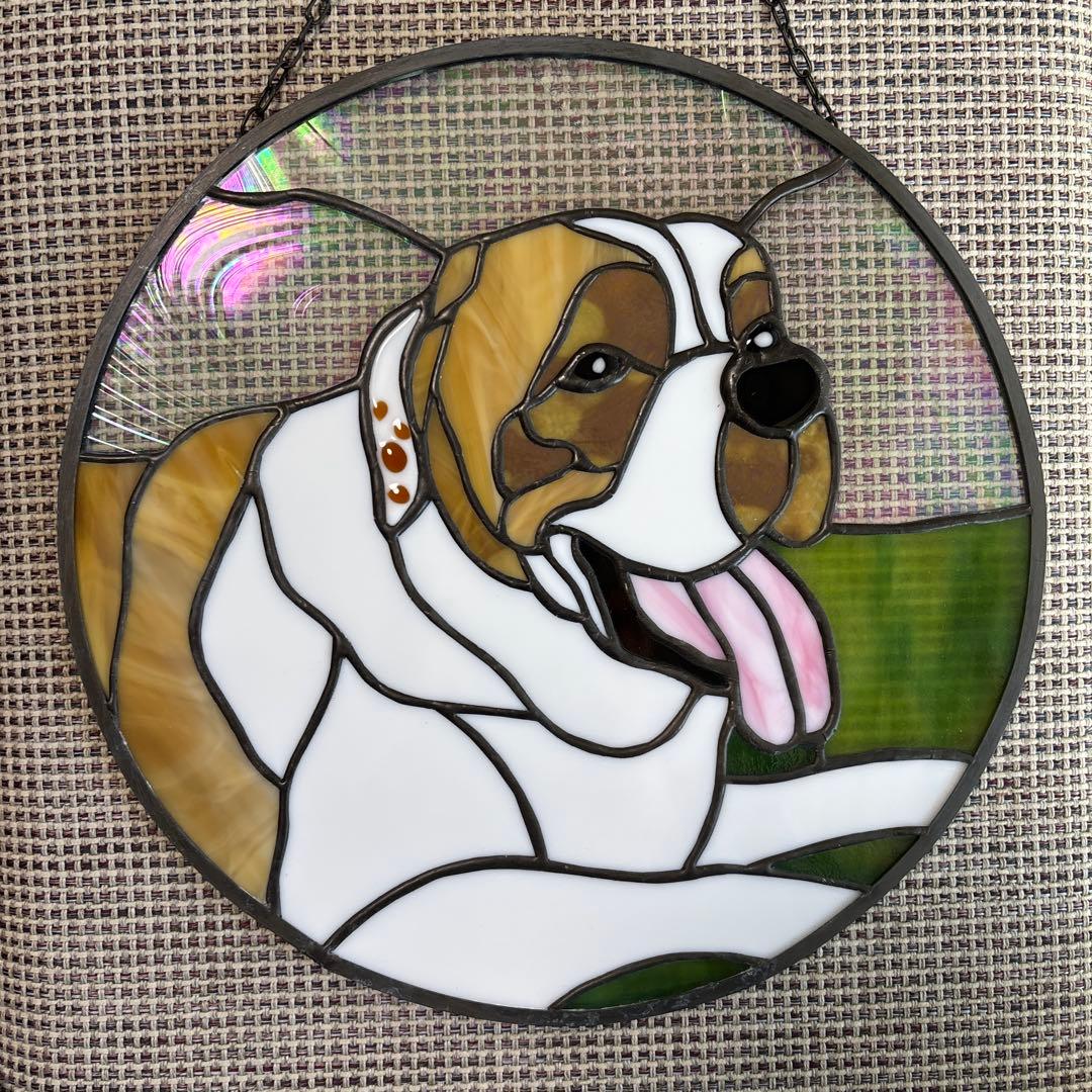 ステンドグラス　セントバーナード　壁飾り