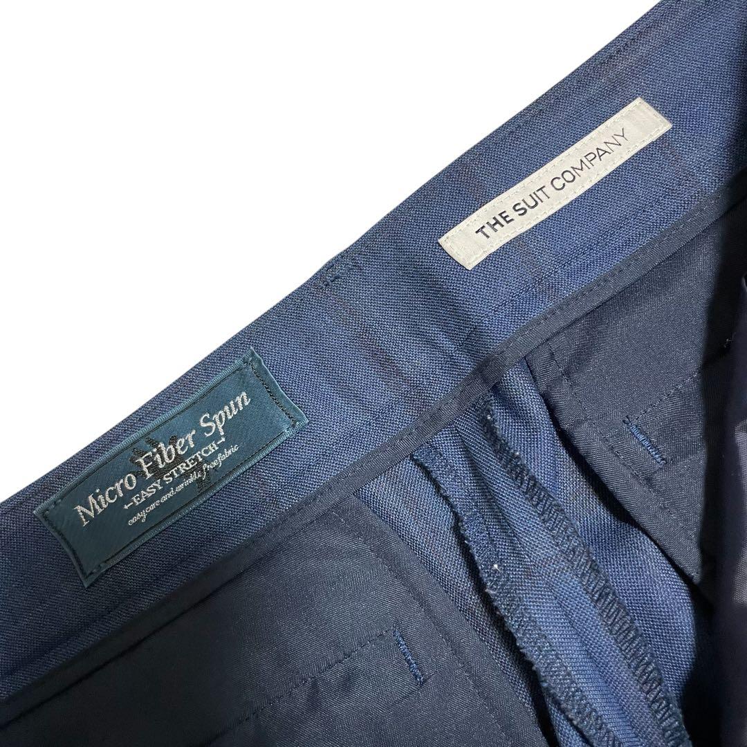 スーツカンパニー パンツスーツ チェック柄 洗える ストレッチ M 38 ブルー