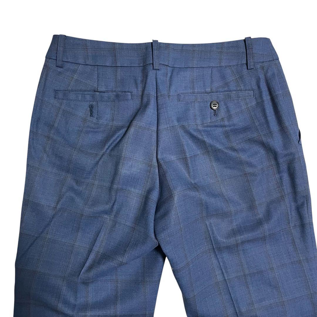 スーツカンパニー パンツスーツ チェック柄 洗える ストレッチ M 38 ブルー
