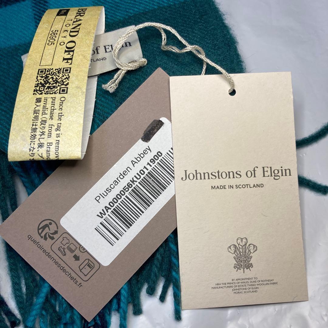 新品 ジョンストンズ カシミヤ100％ 大判ストール グリーン チェック
