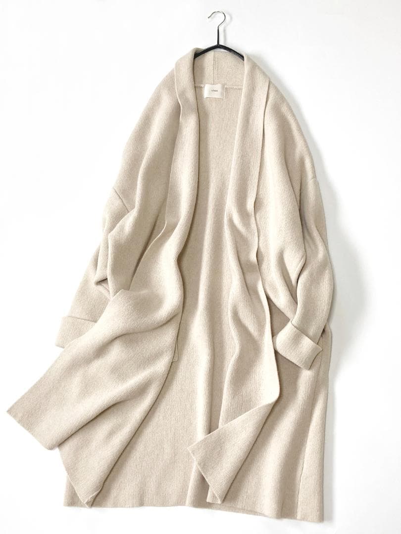 美品IENAイエナ美シルエット上質ウールカシミヤニットガウンコート♪