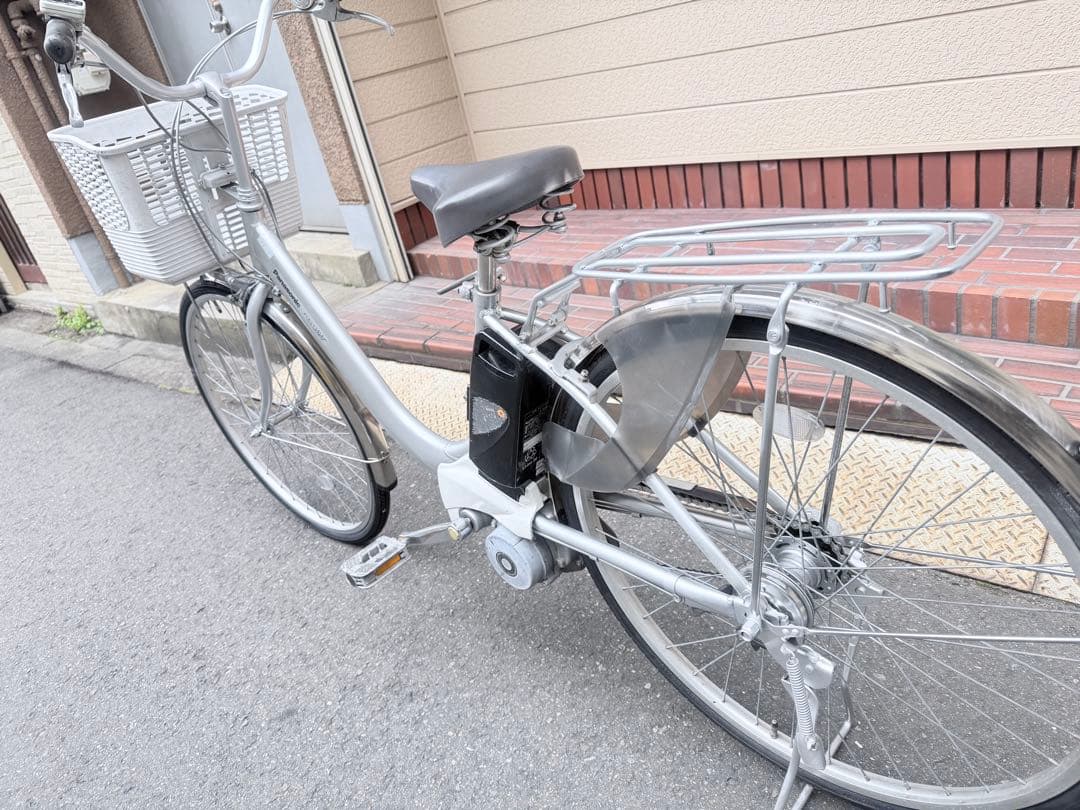 大阪府　パナソニック　シルバー 電動アシスト自転車 前バスケット付き