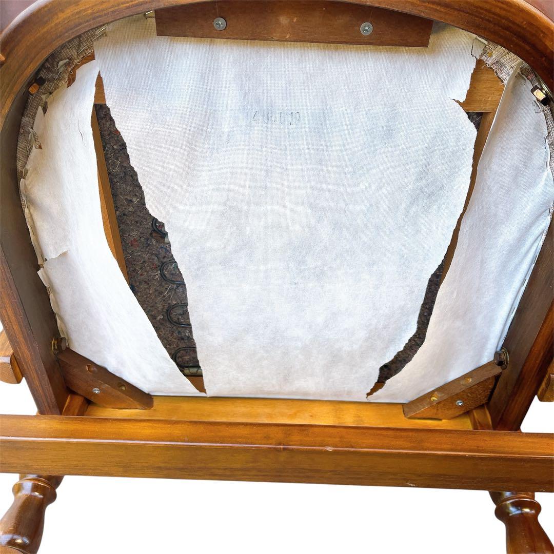 カリモク家具 アームチェア 花柄 クッション付き 回転キャスター付き 木製椅子