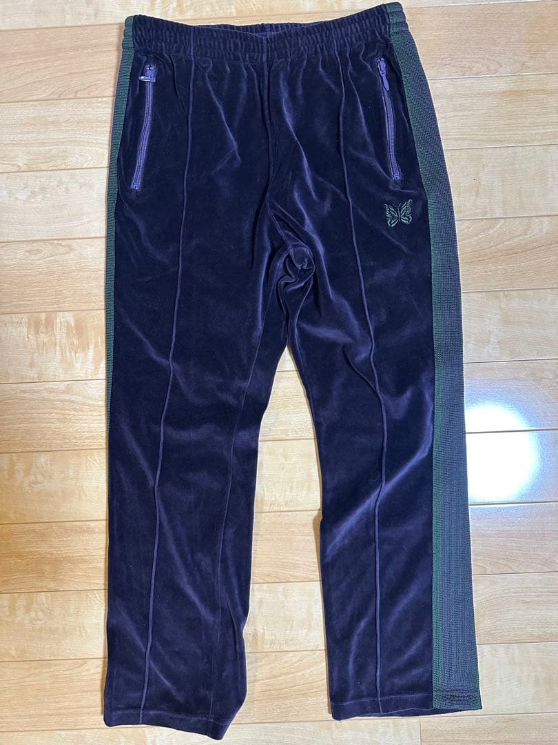 Needles ニードルス　ベロア　トラックパンツ　パープル×グリーン