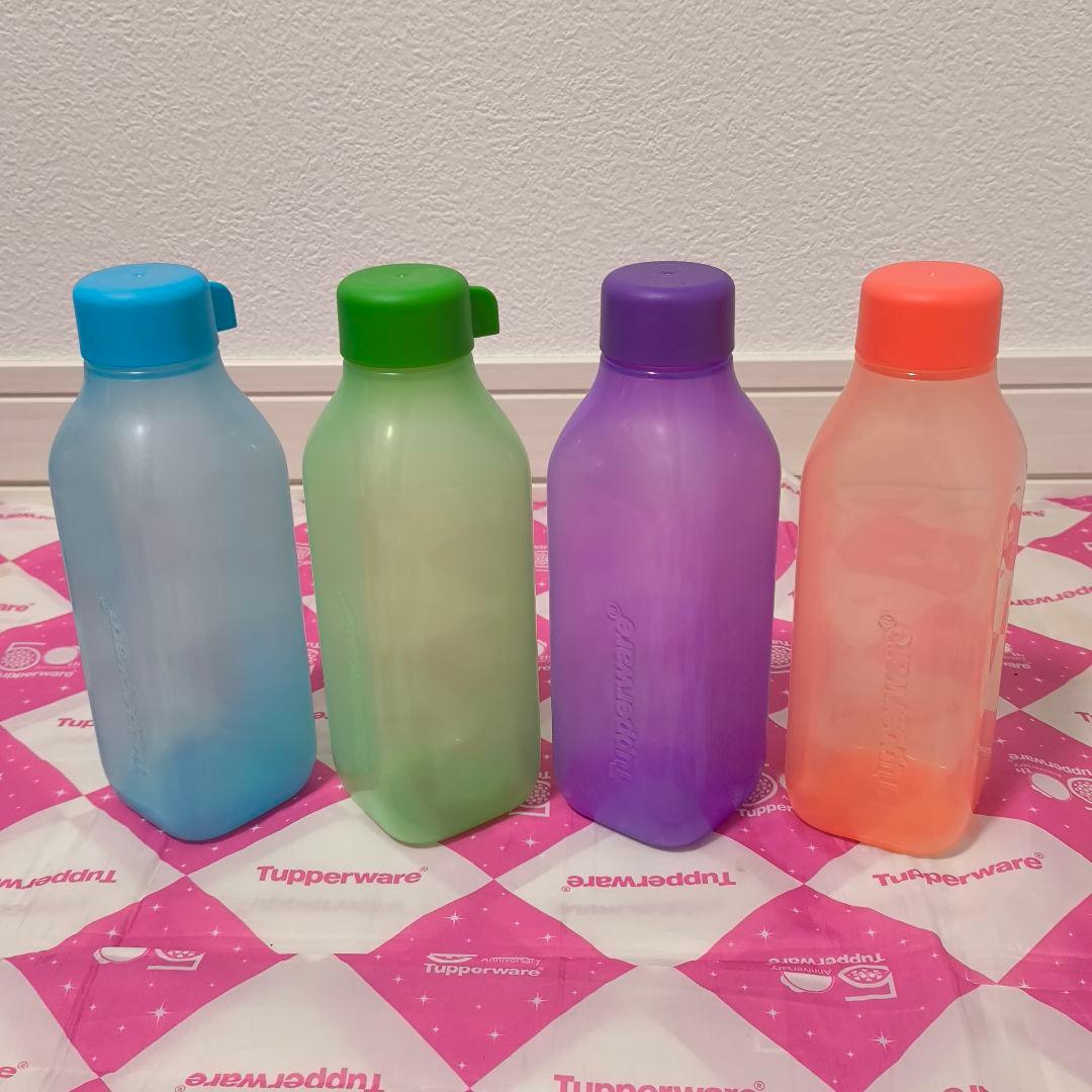 タッパーウェア スクエア エコボトル 500mL（４個）調味料等食品保存にも