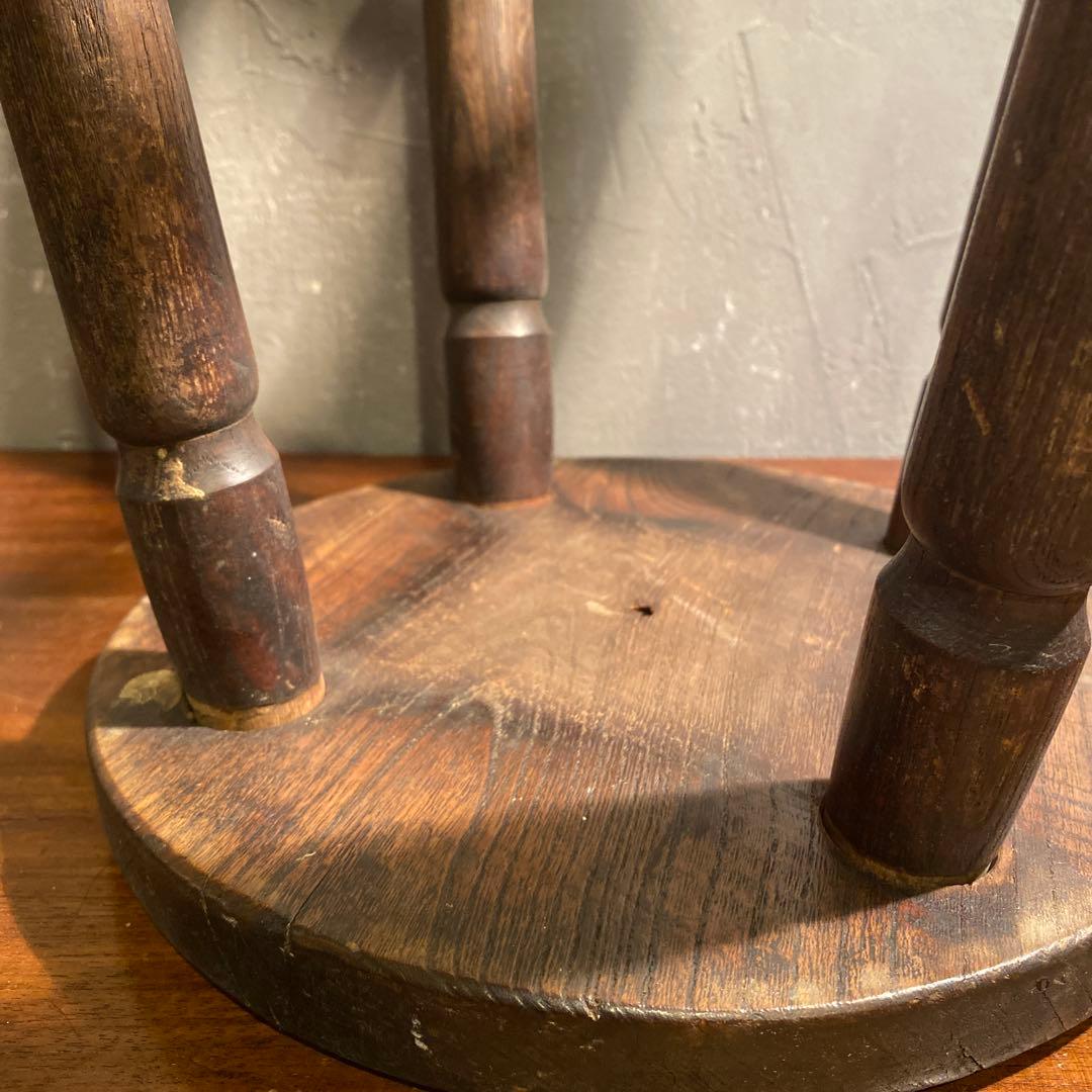 時代物 木製スツール アンティーク 古家具 古道具 丸椅子 花台 骨董品