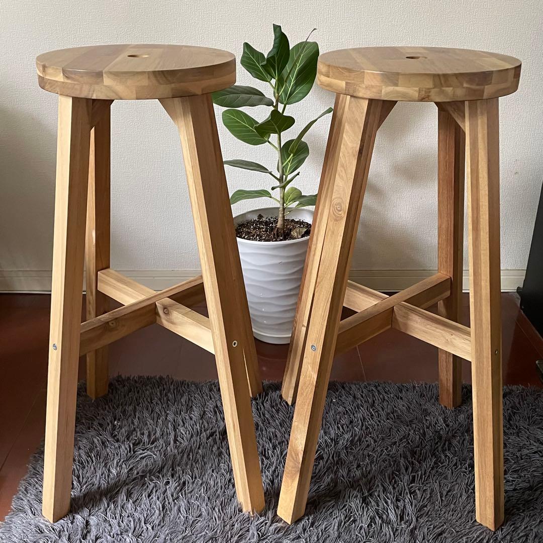 廃盤品　IKEA イケア　SKOGSTA スコグスタ　スツール　椅子　2脚