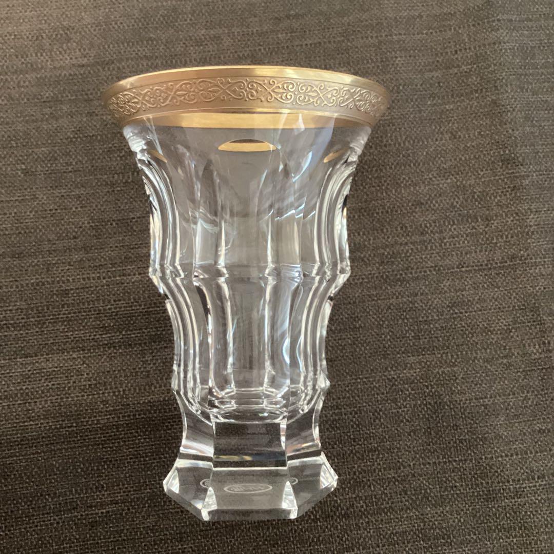 モーゼル　金色の縁取り　クリスタルガラス　高さ12cm