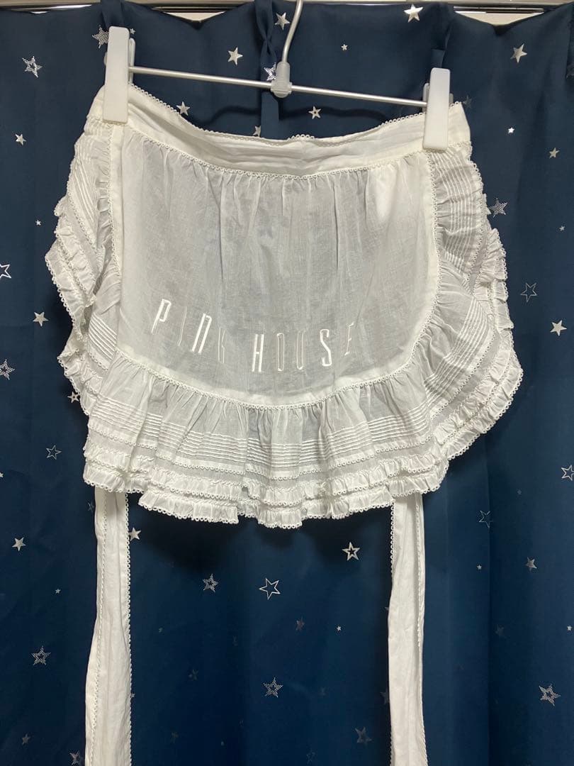 pink house ロゴ刺繍エプロン　白