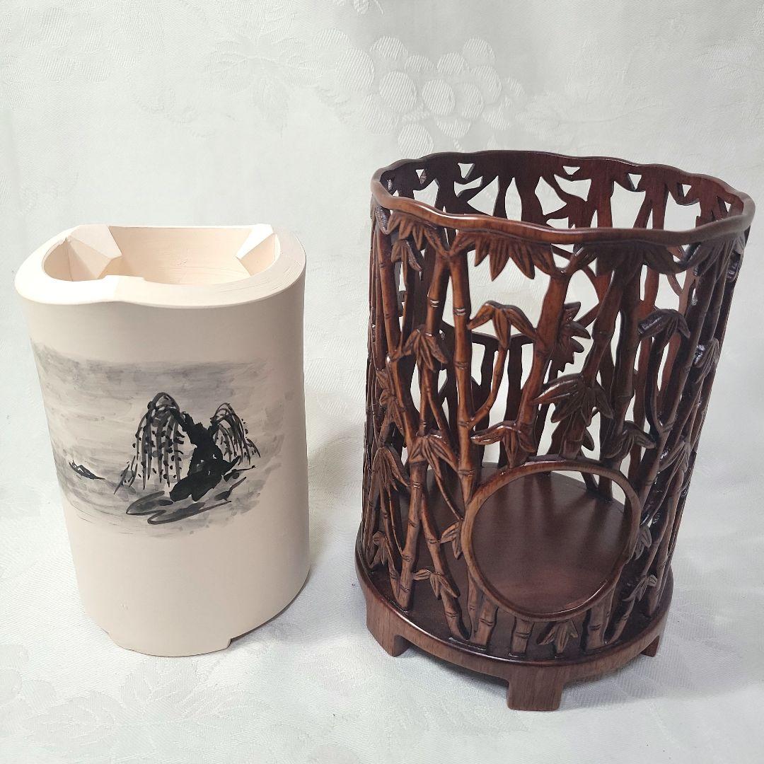 紅木透かし彫り　　凉炉