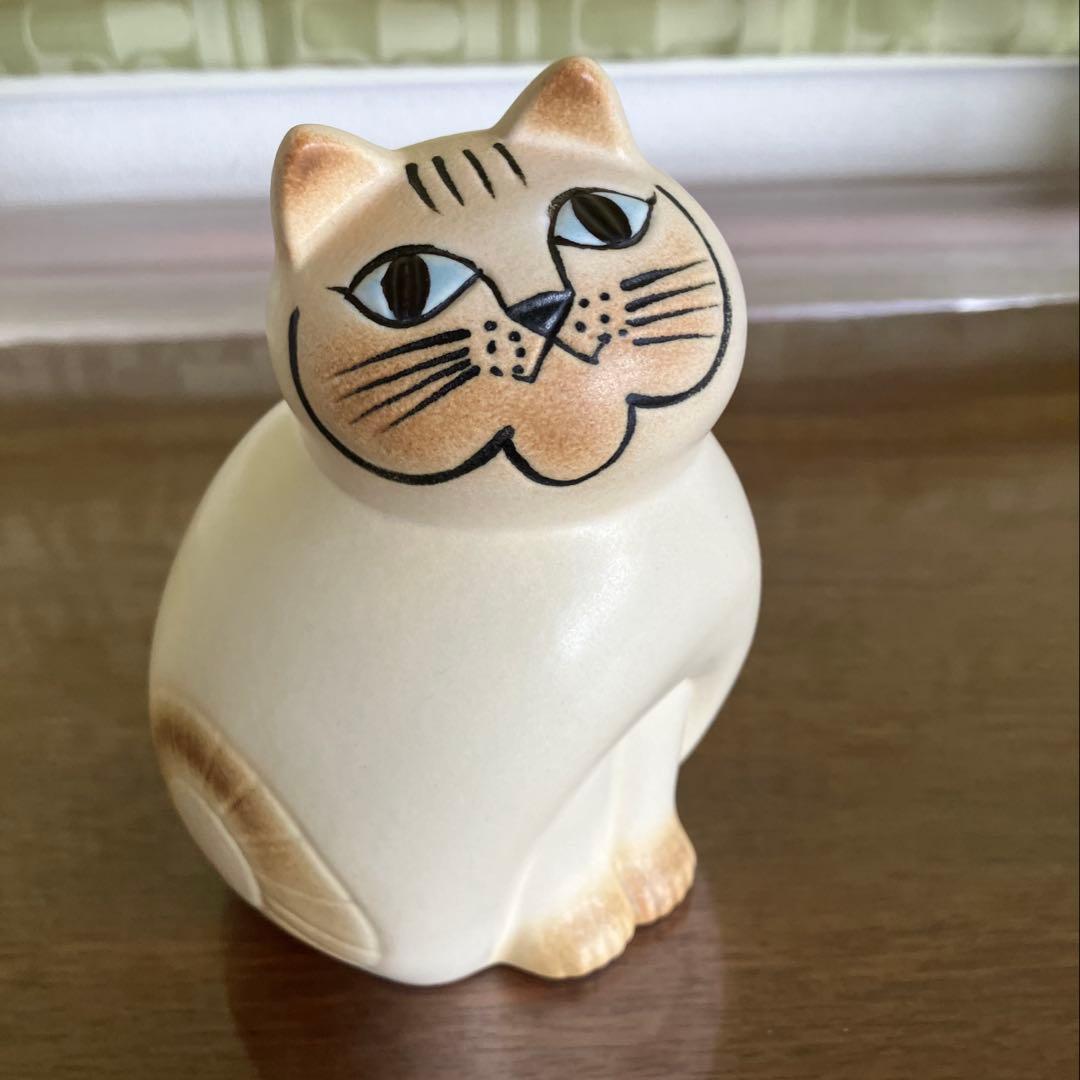 リサラーソン 置物　猫　キャット　ミア　ホワイトブラウン　セミミディアム